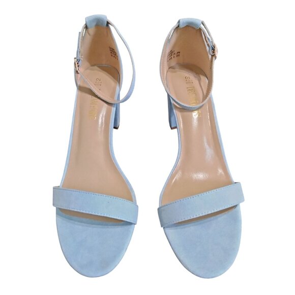 Dream Pairs Size 10 Sandals Blue Suede Ankle Strap 3in Chunky Heel Open Toe - Picture 5 of 9